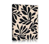 SHENGPOSTER Modern Botanical Print Canvas Wall Art Black and Cream Tropical Leaf Stretched Canvas Print for Living Room Bedroom Home Wall Decor 65x85cm Innerframe