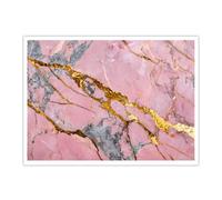SHENGPOSTER Modern Pink and Gold Abstract Canvas Wall Art Unframed Poster, Elegant Blush Marble Texture Pictures for Living Room Lounge Bedroom Decor 40x50cm