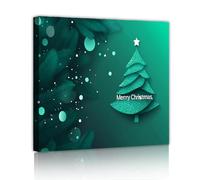 SHENGPOSTER Nordic Minimalism Wall Art Christmas Tree and Feathers Design Canvas Painting and Prints Living Room Study Room Home Wall Decor Green 45x45cm Innerframe