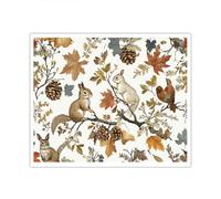 SHENGPOSTER Nordic Woodland Canvas Wall Art Cute Squirrel Bird Pattern Poster Botanical Maple Oak Leaf Art Print for Living Room Cozy Home Decor Frameless 65x85cm