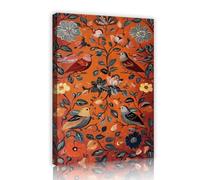 SHENGPOSTER Retro Botanical Birds Canvas Artwork for Wall, Scandinavian Folk Art Poster Decoration, Vines Flowers Green Leaves Wall Print for Office Innerframe 80x112cm