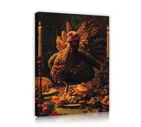 SHENGPOSTER Retro Farmhouse Wall Art Prints Turkey Candles Bread Hearty Dinner Canvas Print Pictures for Living Room Bathroom Home Decoration 40x50cm Innerframe