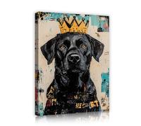 SHENGPOSTER Retro Street Graffiti Wall Art for Pet Lovers Wall Decor Picture Black Cute Dog Canvas Prints for Boys Girls Teen Room Home Decoration 45x60cm Innerframe