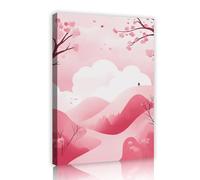 SHENGPOSTER Romantic Abstract Landscape Art Canvas Print Pink Cherry Blossom Landscape Wall Art Posters Living Room Bedroom Wall Decor Ready to Hang 85x120cm Innerframe