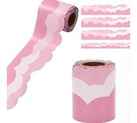 ShengQiu Display Borders for School Classroom Decorations,Bright Ideas Corrugated Border for School Displays,Trim Bulletin Boards for Classroom Bulletin Board Decorations(Pink Clouds)