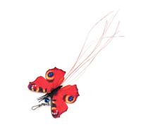 ShengQuanHao Cat Toy Replacement Head Realistic Butterfly Design with Colors Cloth Metal Construction Easy Attach Swap for Extended Suitable for Feline Exercise Interactive Games, Red Butterfly