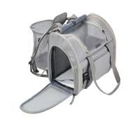 ShengQuanHao Soft Sided Pet Carrier Backpack with Mesh and Front Flap Opening Oxford Travel Kitten Bag with Side Pockets and Zippered Compartments Suitable for, Gray