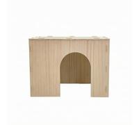 ShengQuanHao Wooden Pet House For Small Animals With Slatted Roof And Arched Opening Wood Construction For Indoor Assembly With Detachable