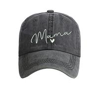 SHENGQXGLL Women's Baseball Cap Mama Vintage Distressed Washed Cotton Adjustable Dad Hat Outdoor, Black Mama, 8