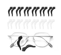 SHENGRUI 12 Pairs Stop Glasses Slipping Down Nose, Anti-Slip Silicone Glasses Ear Grip Accessories, Eyeglass Ear Grips Glasses Retainer, for Glasses, Sunglasses, Reading Glasses(Clear/Black)