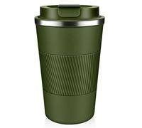 SHENGRUI Travel Mugs, Coffee to go Mug 380ml Insulated Coffee Cup with Leakproof Lid,Reusable Double Walled Coffee Mug,Stainless Steel Thermal Cup for Hot Cold Drinks (Green,380ml)