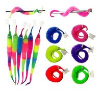 SHENGSEN 20PCS Rainbow Fuzzy Worms On String Bulk, Trick Toy Party Favors for Kid, Cat Fuzzy Worm Toys,Pets Fuzzy Worms On String