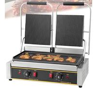 SHENGSHIYU Commercial Toaster for Hamburger Maker Machine,Commercial/Household Use Contact Grill Removable Drip Tray,Double-Sided Heating for Even Cooking for Making Panini,Grilled Meat,Toast FY813