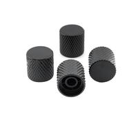 SHENGSUI 4pcs Black Metric Metal Flat Top Knurled Dome Knobs Screw Type for Tele Strat Style Electric Guitar or Bass Guitar