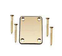 SHENGSUI Guitar Metal Neck Plates with Plastic Mat Compatible for Fender Strat Tele or Basses Gold