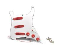 SHENGSUI Prewired Load Strat Pickguard SSS with Hot Dual Rail Red Pickups Set Fit Strat Style Guitars Wired Pick Guard Loaded Super High Output Hot Rail Pickup
