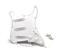 SHENGSUI Prewired Load Strat White Pickguard SSS with Hot Dual Rail White Pickups Set Fit Strat Style Guitars Wired Pick Guard Loaded Super High Output Hot Rail Pickup