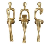 SHENGTIAN Resin Reading Sitting Thinker Statue Abstract Sculpture, Gold Figurine for Home Office, Living Room Shelf, Desktop Decor