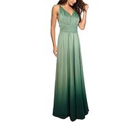 Shengwan Womens Gradient Color Bridesmaid Evening Dress Sleeveless Multiway Prom Gown Maxi Dresses Grey Green M