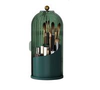 ShengWen Makeup Brush Holder Organizer with Lid 360-degree Rotating Brush Storage Box for Vanity Bathroom Countertops (translucency-green)