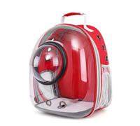 ShengWen Pet Cat Pet Dog Space Capsule Backpack with Small Window Pet Go Out Portable Backpack Breathable Practical Large Capacity (Red)