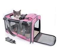 ShengWen Portable Pet Carrier Tote - 6 Colors | 3 Carrying Ways（Handheld/Single Shoulder/Crossbody）| Waterproof, Breathable Mesh & Removable Pad | Foldable with Side Pocket for Pets (pink)