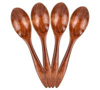Shengxi 4 Pieces Wooden Spoon Kids Spoons Wooden Cutlery Spoons Kitchen Accessories for Hot Chocolate Honey Coffee Tea Sugar Rice