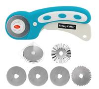 Shengxi 45mm Rotary Cutter Set, Cutting Roller with SKS-7 Steel Blades Wave Blade Dotted Blade, Ergonomic Handle Rolling Cutter with Safety Lock for Fabric Leather Crafting Sewing