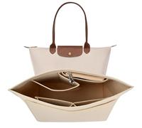 Shengxi Felt Purse Organizer for Longchamp Folding Tote Bag Organizer Insert Multi-Pocket Felt Handbag Organizer with Zipper (Beige, L)