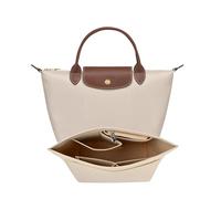 Shengxi Felt Purse Organizer for Longchamp Folding Tote Bag Organizer Insert Multi-Pocket Felt Handbag Organizer with Zipper (Beige, S)