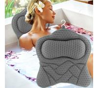 Shengxi Luxury Bath Pillow 4D Air Mesh Ergonomic Bath Pillow with Head Neck, Back Support and 6 Suction Cups Bathtub Headrest Cushion Pillow for All Bathtub Hot Tub Home Spa