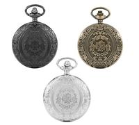 Shengxi Pack of 3 Vintage Pocket Watch, Retro Arabic Numerals Quartz Pocket Watch with Chain, Retro Pocket Watch for Men Women Father Grandpa Birthday Anniversary, Black, Silver and Bronze