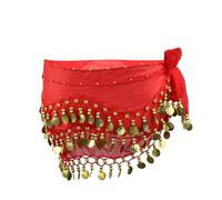 Shengxi Red Belly Dance Skirt, Women's Size 64-85cm, 150cm Length, Solid Color, Chiffon Fabric, 128 Gold Coins, Zumba, Dance, Cultural/Traditional Events, Parties