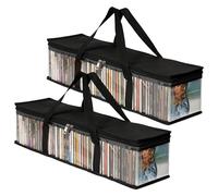 Shengxi Set of 2 Portable DVD Storage Bags Transparent CD Case Water Resistant Carry Bag for Storing Media CDs Albums Video Games Books