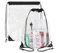 Shengxi Transparent Drawstring Backpack 2 Pcs Swim Bagsports Drawstring Bag Cinch Sack Clear PVC Drawstring Bags for Women Men Sports Fitness