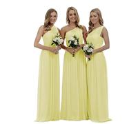 shengyan Women's Sleeveless One Shoulder Floor Length Bridesmaid Dresses Backless Chiffon Wedding Guest Dress Evening Dresses Yellow
