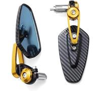shengyi Bar End Mirrors Motorcycle Motorcycle Rearview Carbon Fiber Pattern Handlebar Modified Inverted Rear Motorbike Accessories Bar End Mirrors(Gold)