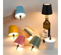 shengyi Wireless Bottle Lamp, 3 Colors Dimmable, Wine Bottle Lamp Embed Touch Control USB Rechargeable Desk Lamp for Bars, Restaurant, Living, Bedroom & Room Decor (Green)