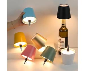shengyi Wireless Bottle Lamp, 3 Colors Dimmable, Wine Bottle Lamp Embed Touch Control USB Rechargeable Desk Lamp for Bars, Restaurant, Living, Bedroom & Room Decor (White)