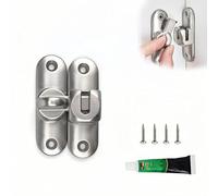 SHENGYIG Flip Lock Latch for Sliding Barn Doors | 90 & 180 Degree Heavy Duty Door Locking Mechanism | Internal Security Lock for Barns, Sheds, Stables & Rustic Interior Doors (Silver)
