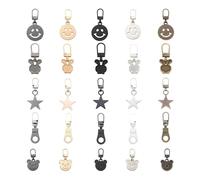 SHENGYIG Pack of 25 Zip Pendants, Zinc Alloy Zipper Replacement, Five Styles and Colours, for Clothes, Backpacks, Boots