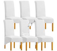 SHENGYIJING 1/2/4/6 PCS Diamond Lattice FStretch Waterproof XL Chair Covers for Dining Room, Spandex Large Dining Chair Slipcovers High Back Jacquard Dining Chair Covers (White,Set of 6)