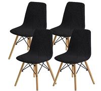 SHENGYIJING Dining Chairs Covers Set of 2/4/6,Style Shell Dining Chair Mid Century Modern Chair Sipcover,Upholstered Dining Accent Side Chair Covers (Black1,4 Pieces)