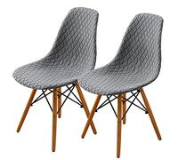 SHENGYIJING Dining Chairs Covers Set of 2/4/6,Style Shell Dining Chair Mid Century Modern Chair Sipcover,Upholstered Dining Accent Side Chair Covers (Light Grey,2 Pieces), (SYJ-202306)