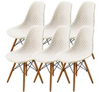SHENGYIJING Dining Chairs Covers Set of 2/4/6,Style Shell Dining Chair Mid Century Modern Chair Sipcover,Upholstered Dining Accent Side Chair Covers (Cream,6 Pieces)