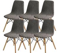 SHENGYIJING Dining Chairs Covers Set of 2/4/6,Style Shell Dining Chair Mid Century Modern Chair Sipcover,Upholstered Dining Accent Side Chair Covers (Taupe1,6 Pieces)