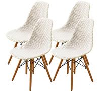 SHENGYIJING Dining Chairs Covers Set of 2/4/6,Style Shell Dining Chair Mid Century Modern Chair Sipcover,Upholstered Dining Accent Side Chair Covers (Cream,4 Pieces), (SYJ-202306)