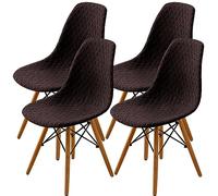 SHENGYIJING Dining Chairs Covers Set of 2/4/6,Style Shell Dining Chair Mid Century Modern Chair Sipcover,Upholstered Dining Accent Side Chair Covers (Brown,4 Pieces)