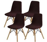SHENGYIJING Dining Chairs Covers Set of 2/4/6,Style Shell Dining Chair Mid Century Modern Chair Sipcover,Upholstered Dining Accent Side Chair Covers (Brown1,4 Pieces)
