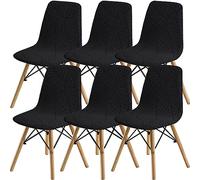 SHENGYIJING Dining Chairs Covers Set of 2/4/6,Style Shell Dining Chair Mid Century Modern Chair Sipcover,Upholstered Dining Accent Side Chair Covers (Black1,6 Pieces)
